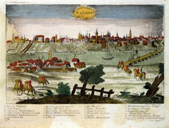 Utsikt över staden Warszawa i Polen. Slutet av 1700-talet