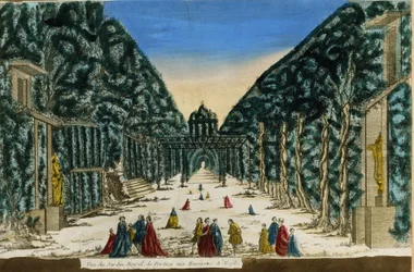 Utsikt över den kungliga trädgården Portici nära Neapel 1760.