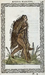 Vild kvinna och hennes barn - i "" Habits et effigies"" av Jean Sluperius