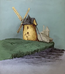 Väderkvarnar. (teckning