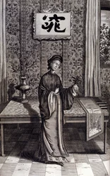 Kvinna av den kinesiska adeln. "De China Monumenta" av Athanasius Kircher (1601 - 1680), jesuit, orientalist och tysk forskare, Amsterdam 1667.