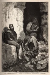 Kvinnor från folket på Concau-kusten (eller Konkan, Indiens norra kust). Gravyr för att illustrera resan i Indiens meridionalprovinser, av Alfred Grandidier, 1862-1864, publicerad i "" Le tour du monde""" 1869, redigerad av Edouard Charton,