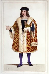 porträtt av Guillaume de Montmorency (ca 1453 - 1531) gravyr från 1830.