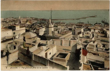 Översiktsbild av kasbah (kasbah) i Alger, Algeriet - Vykort från Selvas samling, början av 1900-talet