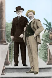 Giuseppe Verdi, italiensk kompositör (1813-1901), och tenoren Francesco Tamagno (1850-1905) i Montecatini i slutet av 1800-talet.
