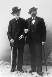 Giuseppe Verdi, italiensk kompositör (1813-1901), och tenoren Francesco Tamagno (1850-1905) i Montecatini i slutet av 1800-talet.