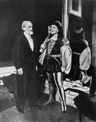 Giuseppe Verdi och Victor Maurel som Jago i februari 1887 på La Scala i Milano efter premiären av Otello.