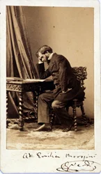 Giuseppe Verdi cirka 1835. fotografi tillägnad kompositören museo della scala i Milano