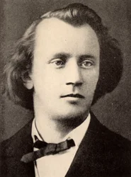 Johannes Brahms (1833-1897) tysk kompositör, halvton år 1866 (tryck)