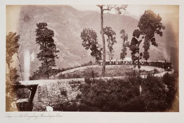 Slinga på Darjeeling Himalayan Line, ca 1885 (sepiafoto)