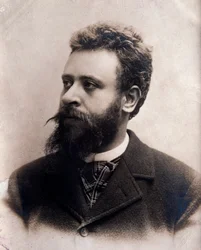 Porträtt av Alberto Franchetti (1860-1942) italiensk kompositör Fotografi. 1800-talet. Bologna, medborgarmuseum för musik