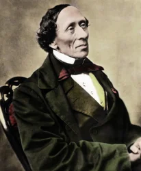 Porträtt av den danske författaren och poeten Hans Christian Andersen (1805-1875). Foto från 1860-talet.