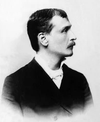 Porträtt av Georges Moineau dit Georges Courteline (1858-1929), fransk romanförfattare och dramatiker.