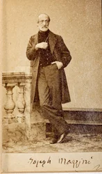 Porträtt av Giuseppe Mazzini, med autograf (s/v foto)