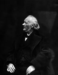 Porträtt av Honore Daumier, fransk serietecknare, litograf, målare och skulptör (1808-1879). 1800-talsfoto.