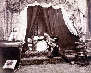 Porträtt av den italienska tenoren Francesco Tamagno (1850 - 1905) i sista akten av Otello av Giuseppe Verdi