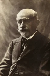 Porträtt av Joris Karl Huysmans (1848-1907), författare och litteraturkritiker. Fotografi, sent 1800-tal.