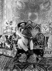 Porträtt av Menelik II (1844 - 1913), kejsare av Etiopien.