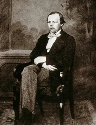 Porträtt av den ryske författaren Fjodor Dostojevskij (Dostojevskij eller Dostojevskij) (1821-1881). Foto från 1800-talet.