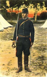 Porträtt av en artillerist i tjänst under första världskriget (1914-1918).