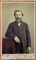 Porträtt av den italienske kompositören Giuseppe Verdi (1813 - 1901).