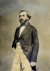 Porträtt av den italienske kompositören Giuseppe Verdi (1813 - 1901).