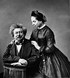 Porträtt av författaren Alexandre Dumas med sin dotter