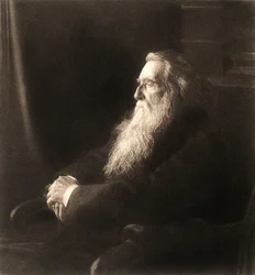 Reproduktion av ett fotografi föreställande den engelske konstkritikern John Ruskin