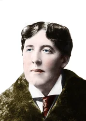 porträtt av författaren Oscar Wilde omkring 1900. 1800-talsfotografi