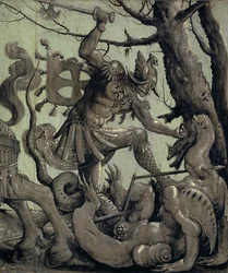 Saint George Fighting the Dragon, ca 1520 (tempera på limewood)