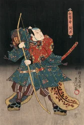 Ukiyo-e tryck av en skådespelare som spelar en samuraj av Kunisada