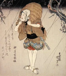 Onoe Kikugoro III i rollen som en älskare, ca 1827-30 (färgat trätryck)