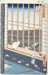 Asakusas risfält och Torinomachi-festivalen ur serien Hundra berömda vyer över Edo, 1857