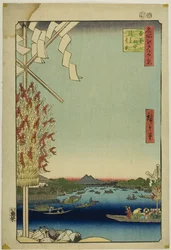 Asakusa River, Great Riverbank, Miyato River (Asakusagawa Okawabata Miyatogawa), från serien "Hundra berömda vyer av Edo (Meisho Edo hyakkei)"