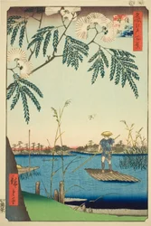 Reverend Ayase Plan d Kanegafuchi (Ayase River Kanegafuchi), från serien "Ridge for ridges d fa net s Views of Edo (One Hundred Famous Views of Edo)"