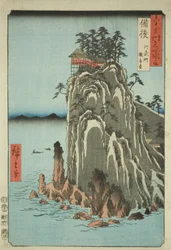 Bingoprovinsen: Kannon Temple at Abuto (Bingo, Abuto, Kannondo), från serien "Famous Places in the Sexty-odd Provinces (Rokujuyoshu meisho zue)"