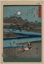 Cloth Fulling Jewel River i Settsu, från serien Six Jewel Rivers of the Various Provinces