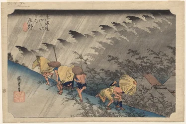 Driving Rain at Shono (Station 46) från serien Fifty-Three Stations of the Tokaido
