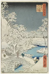 Trumbron och Sunset Hill i Meguro, april 1856
