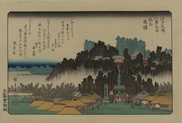 Aftonklocka på Ikegami. Från serien Eight views in the environs of Edo, 1838.