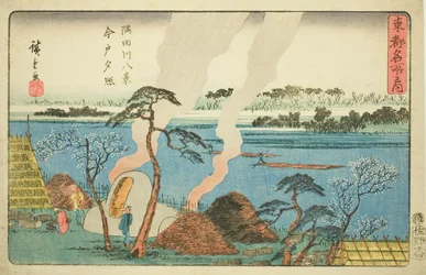 Åtta vyer över Sumidafloden (Sumidagawa Hakkei, Imado Sekisho), från serien "Toto Meisho No Uchi"