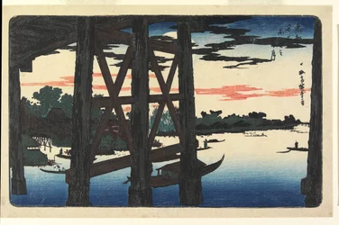 Kvällsmåne vid Ryōgoku-bron