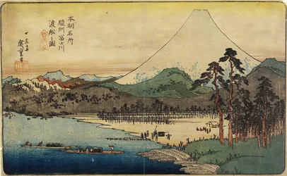 Färjor vid Fuji-floden i Sunshu_provinsen, ca 1832-1839