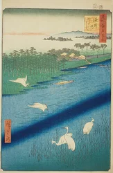 Färjekorsning vid Sakasai (Sakasai no watashi), nr 67 från serien "Hundra berömda vyer över Edo (Meisho Edo hyakkei)"