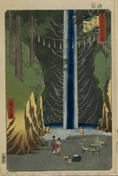 Fudofallen i Oji Hundra berömda vyer av Edo, 1856-1858