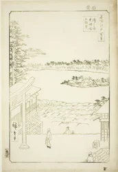 Dra l och p Se w från Yushima Tenjin Sh Line (Yushima Tenjin Sakaue Tembo), från serien "Ridge for ridges view ws of Edo (One Hundred Famous Views of Edo)"