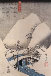Hiroshige, En bro i ett snöigt landskap