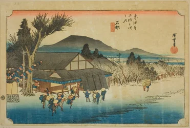 Ishibe: Megawa Village (Ishibe, Megawa no sato), från serien "Fifty-three Stations of the Tokaido (Tokaido gojusan tsugi no uchi)," även känd som Hoeido Tokaido