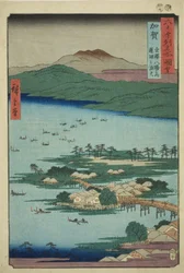 Kaga Province: The Fishing Fires on Lake Renko, En av de åtta natursköna vyerna över Kanazawa (Kaga, Kanazawa hassho no uchi, Renko no isaribi), från serien "Famous Places in the Sexty-odd Provinces (Rokujuyoshu meisho zue)"