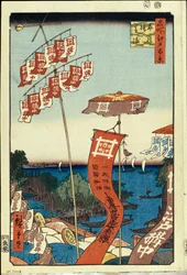 Kanasugi Bridge och Shibaura. Hundra berömda vyer av Edo, ca. 1858